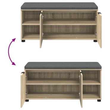vidaXL Παγκάκι Χαλωρίου με μαξιλάρι Δρύς Sonoma 100x38x46 εκ 1 τεμ.