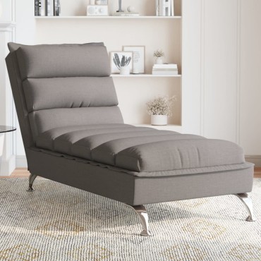 vidaXL Ανάκλιντρο Taupe Υφασμάτινο με Μαξιλάρια 133,5x56x74cm 1 τεμ.