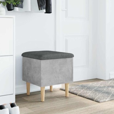 vidaXL Παγκάκι Αποθήκευσης Γκρι Σκυροδεμ. 42x42x46cm Επεξεργ. Ξύλο 1 τεμ.