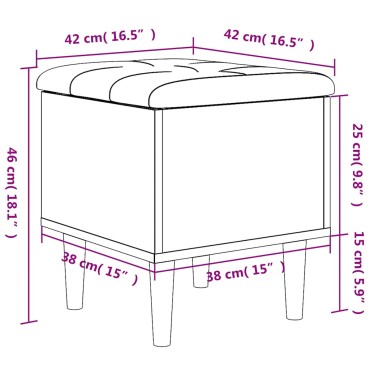 vidaXL Παγκάκι Αποθήκευσης Γκρι Σκυροδεμ. 42x42x46cm Επεξεργ. Ξύλο 1 τεμ.