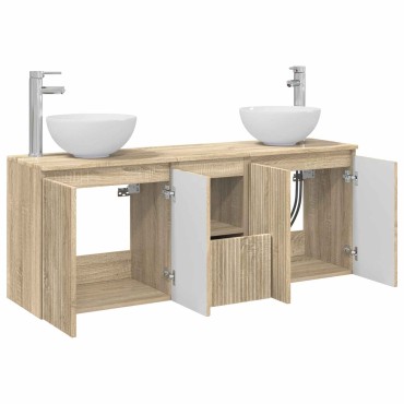 vidaXL Σετ Ντουλαπιών Μπάνιου 3 τεμ. Sonoma Δρυς 49,5x35x63 εκ