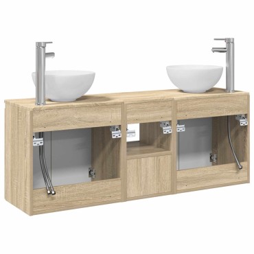vidaXL Σετ Ντουλαπιών Μπάνιου 3 τεμ. Sonoma Δρυς 49,5x35x63 εκ