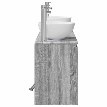 vidaXL Σετ Ντουλαπιών Μπάνιου 3 τεμ. Γκρι Sonoma 129x35x80cm