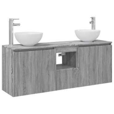 vidaXL Σετ Ντουλαπιών Μπάνιου 3 τεμ. Γκρι Sonoma 129x41x80cm