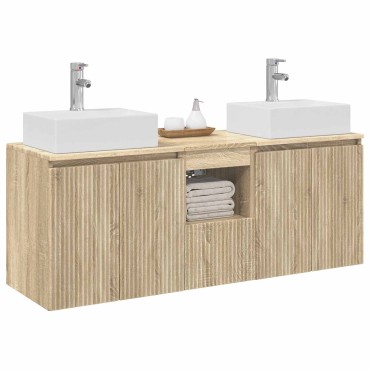 vidaXL Σετ Ντουλαπιών Μπάνιου 3 τεμ. Sonoma Δρυς 49,5x41x62,5 εκ