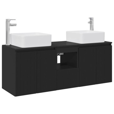 vidaXL Σετ Ντουλαπιών Μπάνιου 3 τεμ. Μαύρο 135x35x80cm
