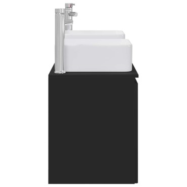 vidaXL Σετ Ντουλαπιών Μπάνιου 3 τεμ. Μαύρο 135x35x80cm