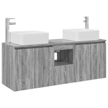 vidaXL Σετ Ντουλαπιών Μπάνιου 3 τεμ. Γκρι Sonoma 135x35x80cm