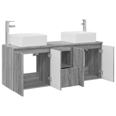 vidaXL Σετ Ντουλαπιών Μπάνιου 3 τεμ. Γκρι Sonoma 135x35x80cm