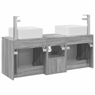 vidaXL Σετ Ντουλαπιών Μπάνιου 3 τεμ. Γκρι Sonoma 135x35x80cm