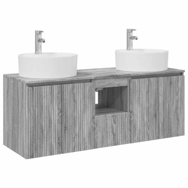 vidaXL Σετ Ντουλαπιών Μπάνιου 3 τεμ. Γκρι Sonoma 49,5x44,5x65 εκ