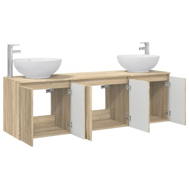 vidaXL Σετ Ντουλαπιών Μπάνιου 3 τεμ. Sonoma Δρυς 49,5x44,5x65 εκ
