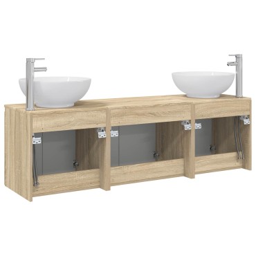 vidaXL Σετ Ντουλαπιών Μπάνιου 3 τεμ. Sonoma Δρυς 49,5x44,5x65 εκ
