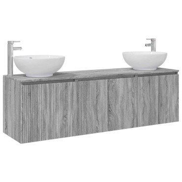 vidaXL Σετ Ντουλαπιών Μπάνιου 3 τεμ. Γκρι Sonoma 49,5x44,5x65 εκ