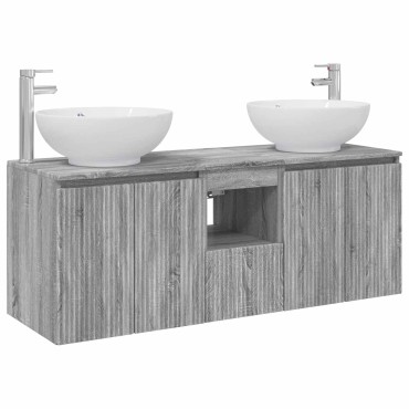vidaXL Σετ Ντουλαπιών Μπάνιου 3 τεμ. Γκρι Sonoma 49,5x44,5x65 εκ