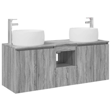vidaXL Σετ Ντουλαπιών Μπάνιου 3 τεμ. Γκρι Sonoma 49,5x44,5x66 εκ
