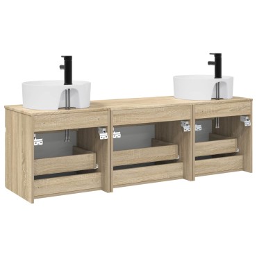 vidaXL Σετ Ντουλαπιών Μπάνιου 3 τεμ. Sonoma Δρυς 49x44,5x65 εκ