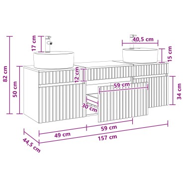 vidaXL Σετ Ντουλαπιών Μπάνιου 3 τεμ. Καπνισμένο Ξύλο Δρυός 49x44,5x65cm