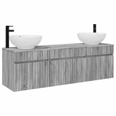 vidaXL Σετ Ντουλαπιών Μπάνιου 3 τεμ. Γκρι Sonoma 49x44,5x66,5 εκ