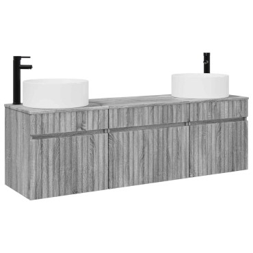vidaXL Σετ Ντουλαπιών Μπάνιου 3 τεμ. Γκρι Sonoma 49x44,5x65,5 εκ
