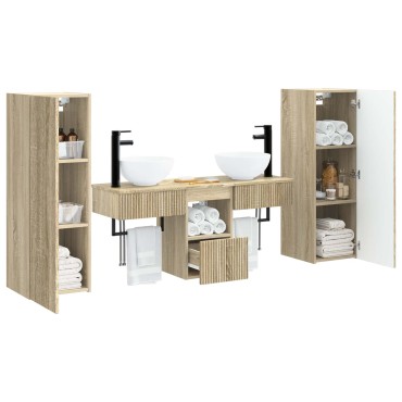 vidaXL Σετ Επίπλων Μπάνιου 5 τεμ. Sonoma Δρυς 33x34,5x100 εκ