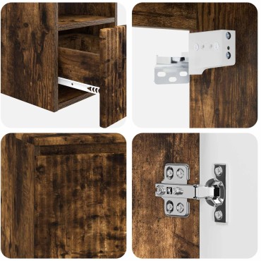 vidaXL Σετ Επίπλων Μπάνιου 5 τεμ. Καπνισμένο Ξύλο Δρυός 33x34,5x100cm