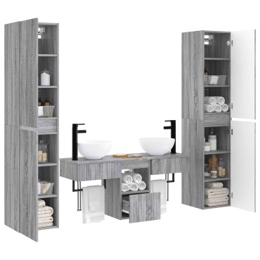 vidaXL Σετ Επίπλων Μπάνιου 5 τεμ. Γκρι Sonoma 33x34,5x160 εκ