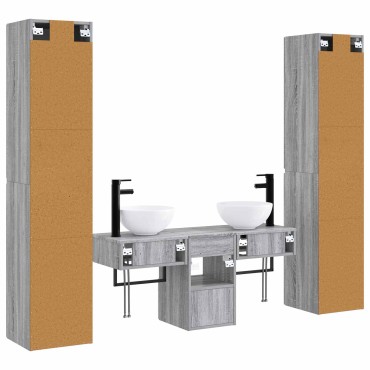 vidaXL Σετ Επίπλων Μπάνιου 5 τεμ. Γκρι Sonoma 33x34,5x160 εκ