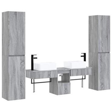 vidaXL Σετ Επίπλων Μπάνιου 5 τεμ. Γκρι Sonoma 33x34,5x160 εκ