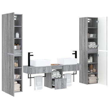 vidaXL Σετ Επίπλων Μπάνιου 5 τεμ. Γκρι Sonoma 33x34,5x160 εκ