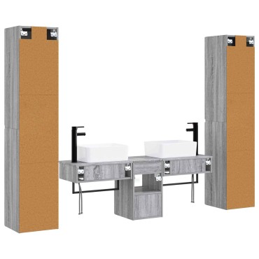 vidaXL Σετ Επίπλων Μπάνιου 5 τεμ. Γκρι Sonoma 33x34,5x160 εκ