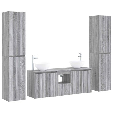vidaXL Σετ Επίπλων Μπάνιου 5 τεμ. Γκρι Sonoma 33x34,5x160 εκ