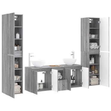 vidaXL Σετ Επίπλων Μπάνιου 5 τεμ. Γκρι Sonoma 33x34,5x160 εκ