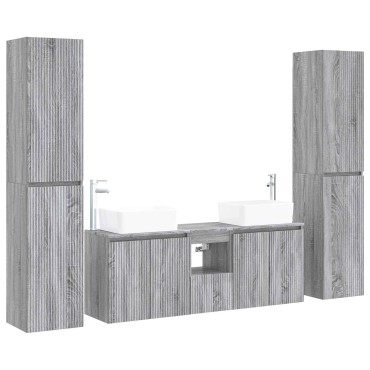 vidaXL Σετ Επίπλων Μπάνιου 5 τεμ. Γκρι Sonoma 33x34,5x160 εκ