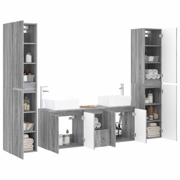 vidaXL Σετ Επίπλων Μπάνιου 5 τεμ. Γκρι Sonoma 33x34,5x160 εκ
