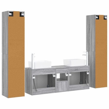 vidaXL Σετ Επίπλων Μπάνιου 5 τεμ. Γκρι Sonoma 33x34,5x160 εκ