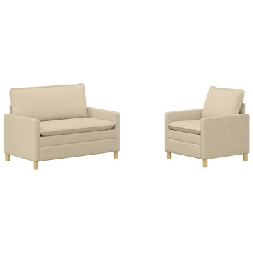 vidaXL Σετ Καναπέ 2 τεμ. Κρεμ Ύφασμα 126x81x87,5cm  Διθέσιος