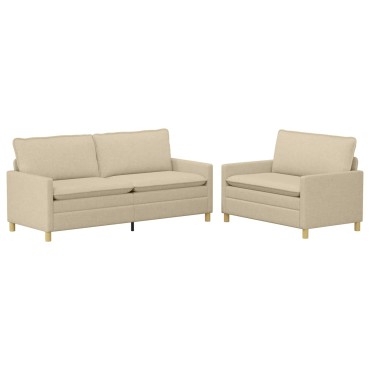 vidaXL Σετ Καναπέ 2 τεμ. Κρεμ Ύφασμα 196x81x87,5cm  Διθέσιος