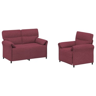 vidaXL Σετ Καναπέ 2 τεμ. Κόκκινο Ύφασμα 138x83x95cm  Διθέσιος