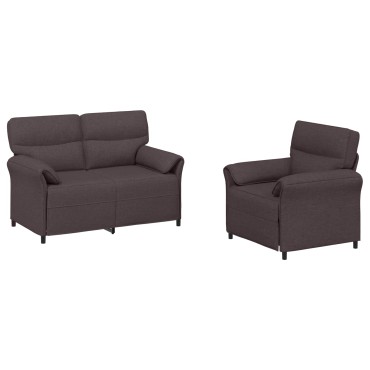 vidaXL Σετ Καναπέ 2 τεμ. Σκούρο Καφέ Ύφασμα 138x83x95cm  Διθέσιος