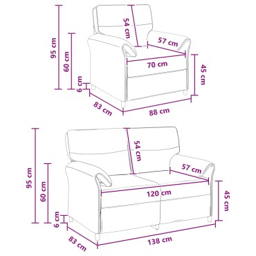vidaXL Σετ Καναπέ 2 τεμ. Σκούρο Καφέ Ύφασμα 138x83x95cm  Διθέσιος