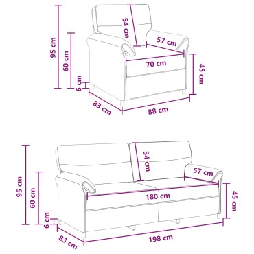 vidaXL Σετ Καναπέ 2 τεμ. Ροζ Ύφασμα 198x83x95cm  Διθέσιος