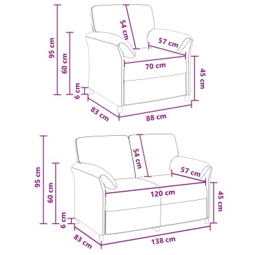 vidaXL Σετ Καναπέ 2 τεμ. Ροζ Βελούδο 138x83x95cm  Διθέσιος