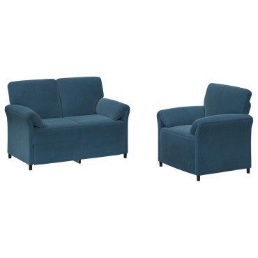 vidaXL Σετ Καναπέ 2 τεμ. Μπλε Βελούδο 138x83x95cm  Διθέσιος