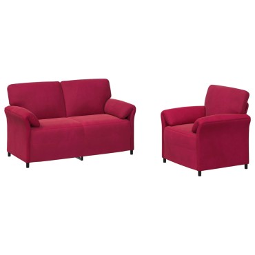 vidaXL Σετ Καναπέ 2 τεμ. Κόκκινο Βελούδο 158x83x95cm  Διθέσιος