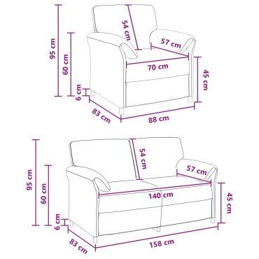 vidaXL Σετ Καναπέ 2 τεμ. Κόκκινο Βελούδο 158x83x95cm  Διθέσιος