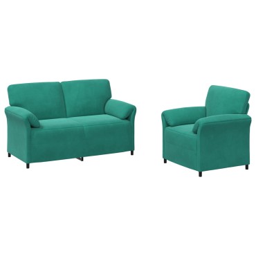 vidaXL Σετ Καναπέ 2 τεμ. Τιρκουάζ Βελούδο 158x83x95cm  Διθέσιος
