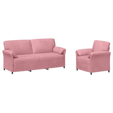 vidaXL Σετ Καναπέ 2 τεμ. Ροζ Βελούδο 198x83x95cm  Διθέσιος