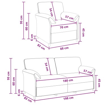 vidaXL Σετ Καναπέ 2 τεμ. Μπλε Βελούδο 198x83x95cm  Διθέσιος