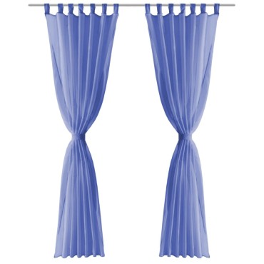 vidaXL Κουρτίνες Βουάλ 2 τεμ. Μπλε Ρουά 140x225cm